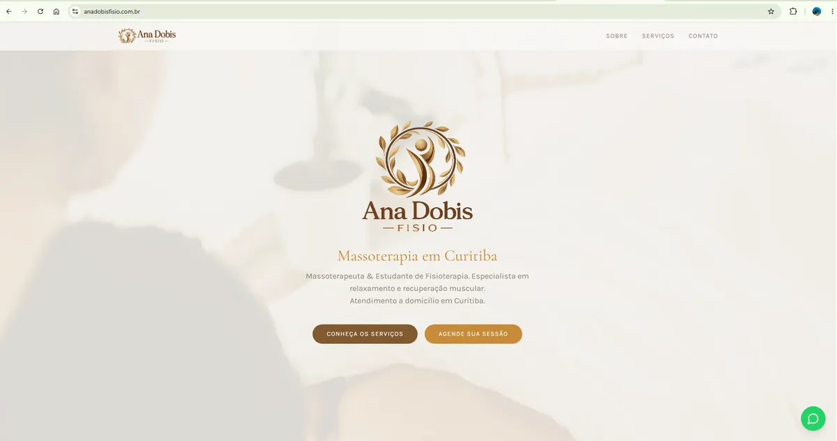 Site da Ana Dobis Fisioterapia, projeto desenvolvido pela CWB Partners