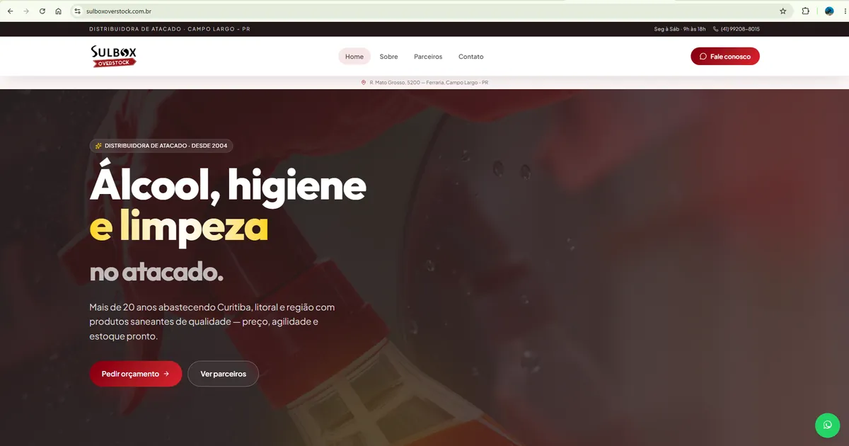 Site da Sulbox Overstock, projeto desenvolvido pela CWB Partners